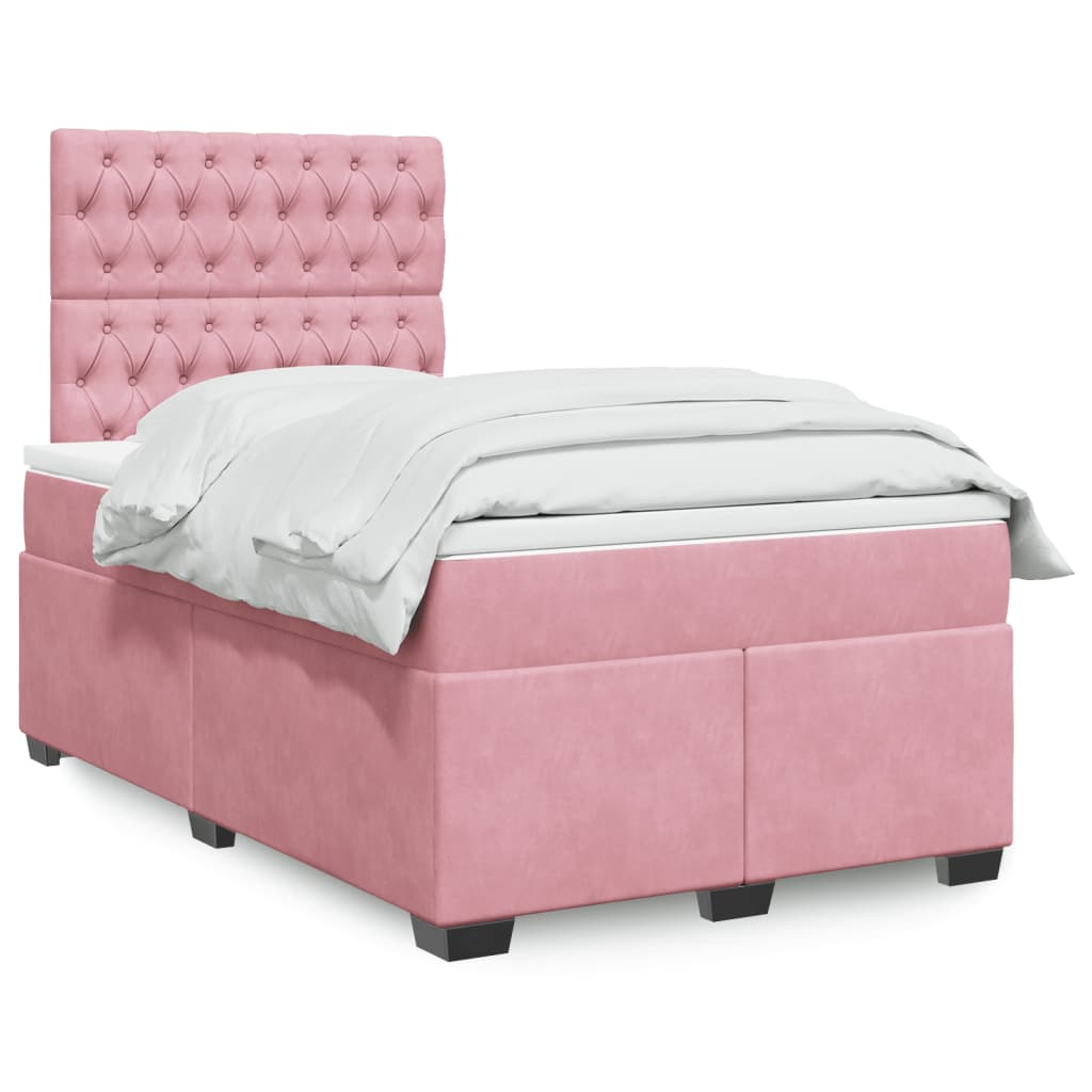 Box spring krevet s madracem ružičasti 120 x 200 cm baršunasti