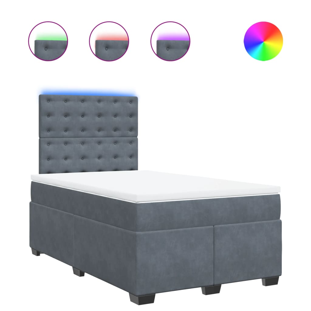 Box spring krevet s madracem tamnosivi 120 x 200 cm baršunasti