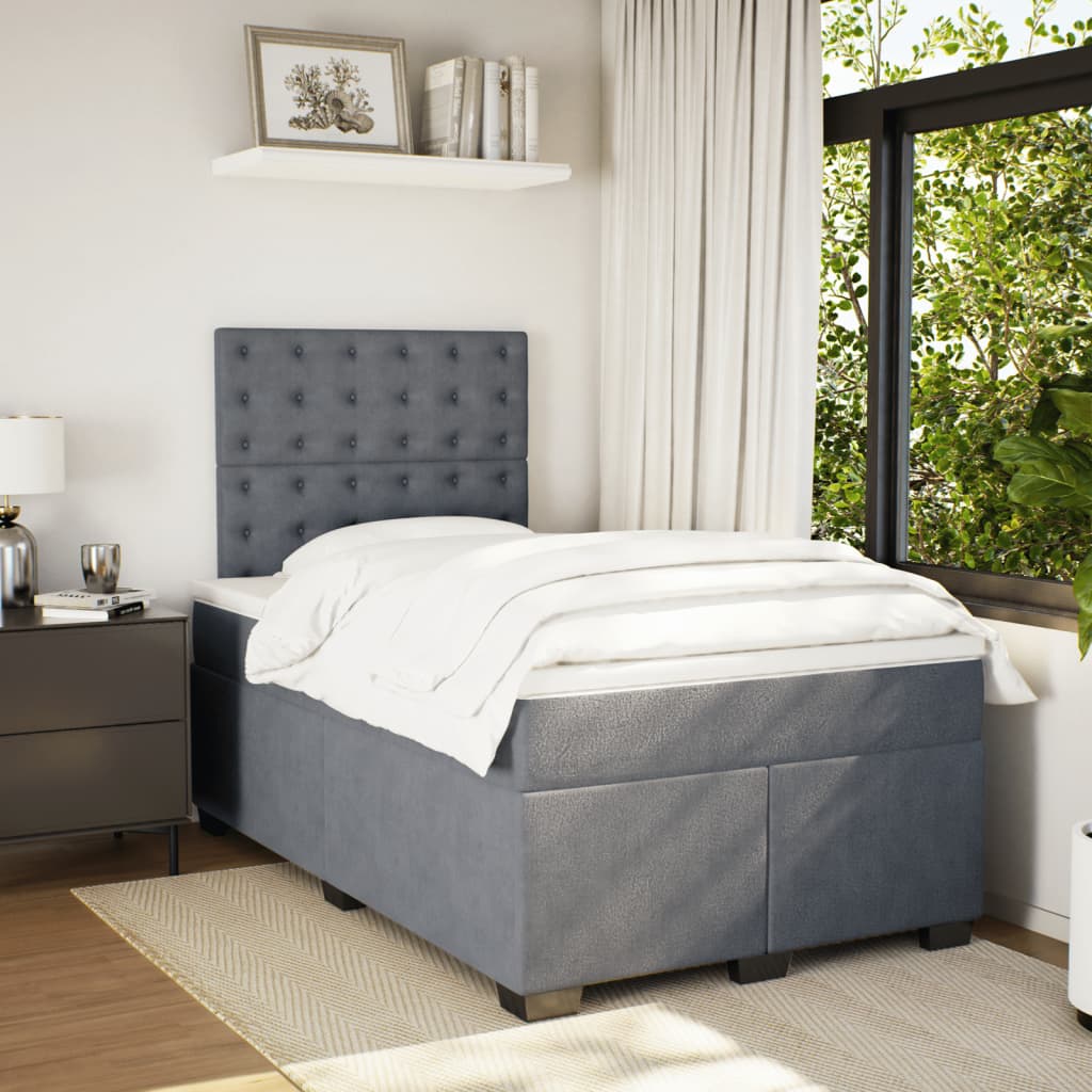 Box spring krevet s madracem tamnosivi 120 x 200 cm baršunasti