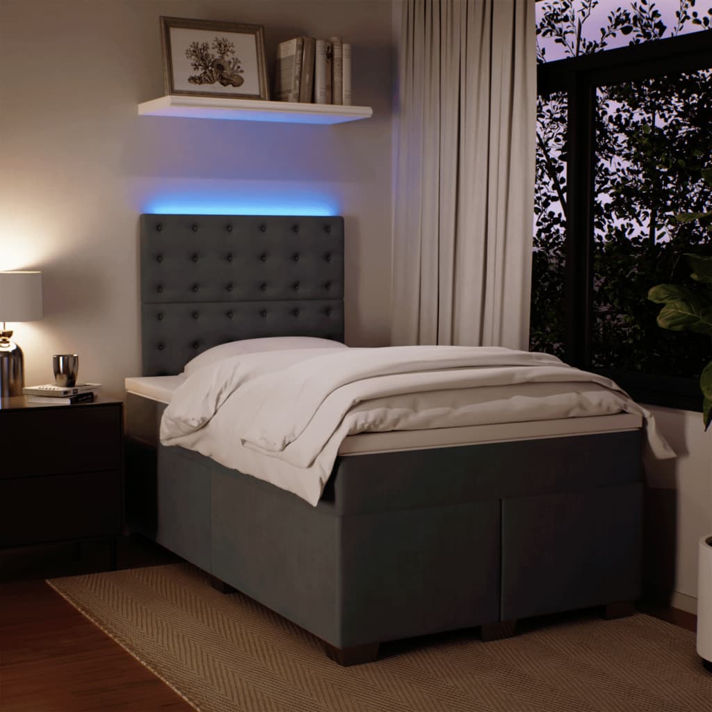 Box spring krevet s madracem tamnosivi 120 x 200 cm baršunasti