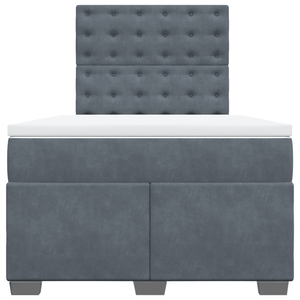 Box spring krevet s madracem tamnosivi 120 x 200 cm baršunasti