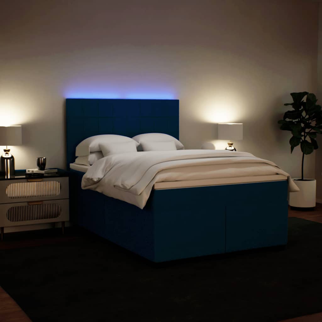 Krevet box spring s madracem plavi 160 x 200 cm baršunasti