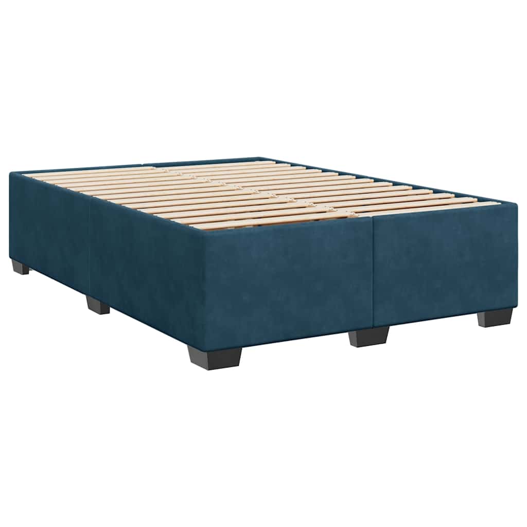 Krevet box spring s madracem plavi 160 x 200 cm baršunasti