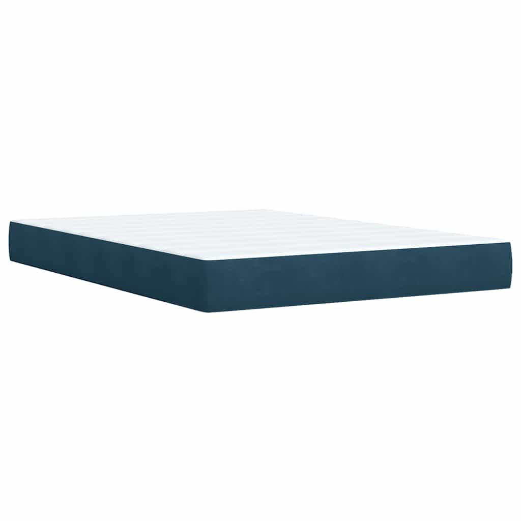 Krevet box spring s madracem plavi 160 x 200 cm baršunasti