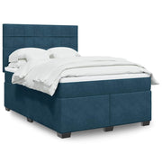 Krevet box spring s madracem plavi 160 x 200 cm baršunasti