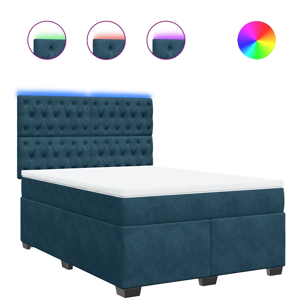 Krevet box spring s madracem plavi 160 x 200 cm baršunasti