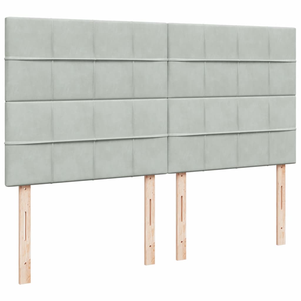Krevet s oprugama i madracem svjetlosivi 200x200 cm baršunasti
