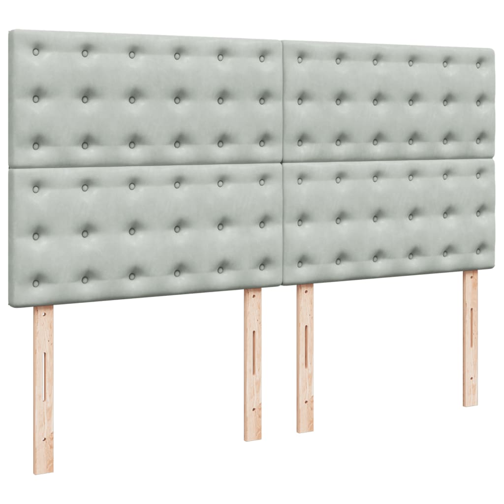 Krevet s oprugama i madracem svjetlosivi 200x200 cm baršunasti