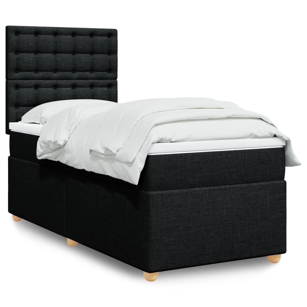 Box spring krevet s madracem crni 90x190 cm od tkanine