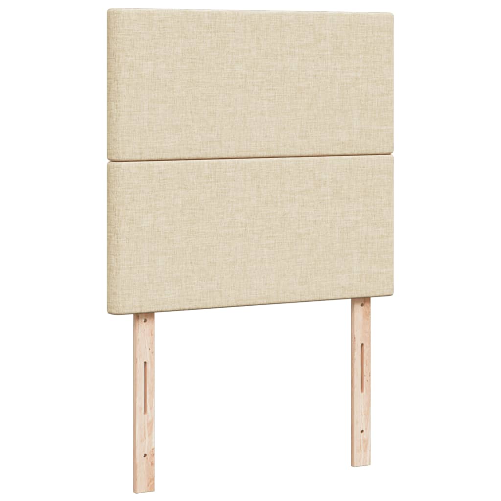 Krevet s oprugama i madracem krem 90 x 200 cm od tkanine