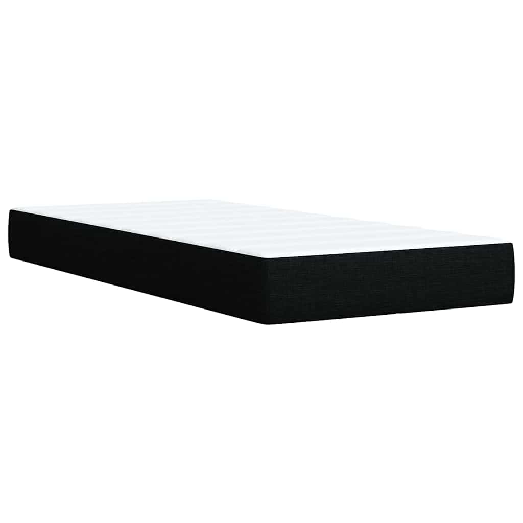 Krevet s oprugama i madracem crni 100 x 200 cm od tkanine