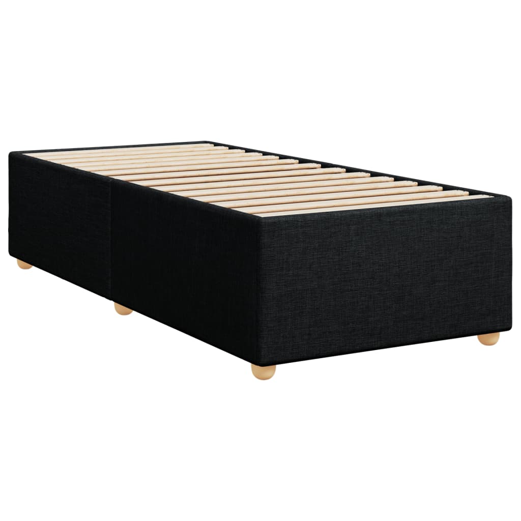 Krevet s oprugama i madracem crni 100 x 200 cm od tkanine