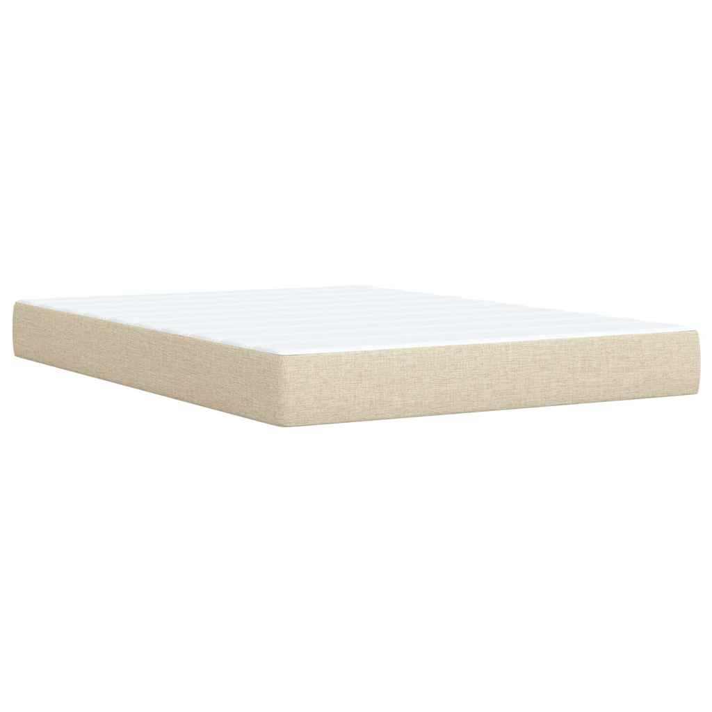Krevet s oprugama i madracem krem 140 x 190 cm od tkanine