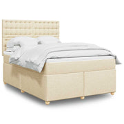 Krevet s oprugama i madracem krem 140 x 190 cm od tkanine