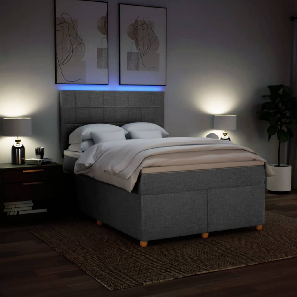 Krevet box spring s madracem svjetlosiva 160x200 cm tkanina