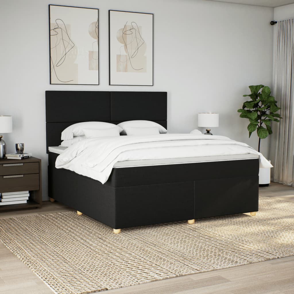 Krevet s oprugama i madracem crni 180x200 cm od tkanine
