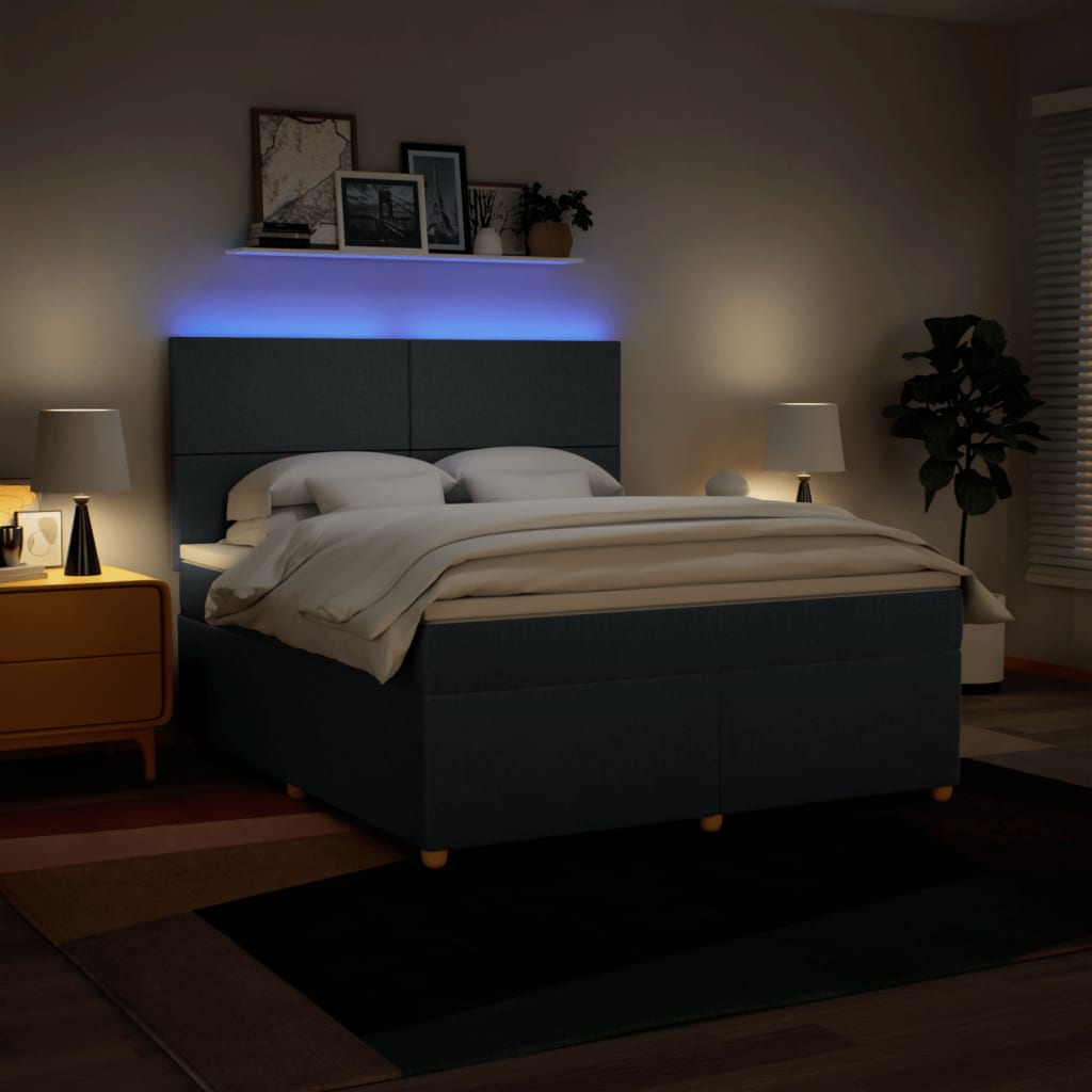 Krevet s oprugama i madracem plavi 180x200 cm od tkanine