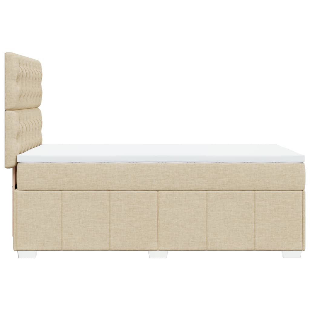 Krevet s oprugama i madracem krem 90 x 200 cm od tkanine