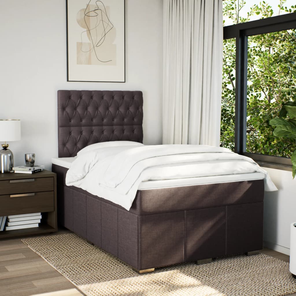 Krevet box spring s madracem tamnosmeđi 120 x 190 cm od tkanine