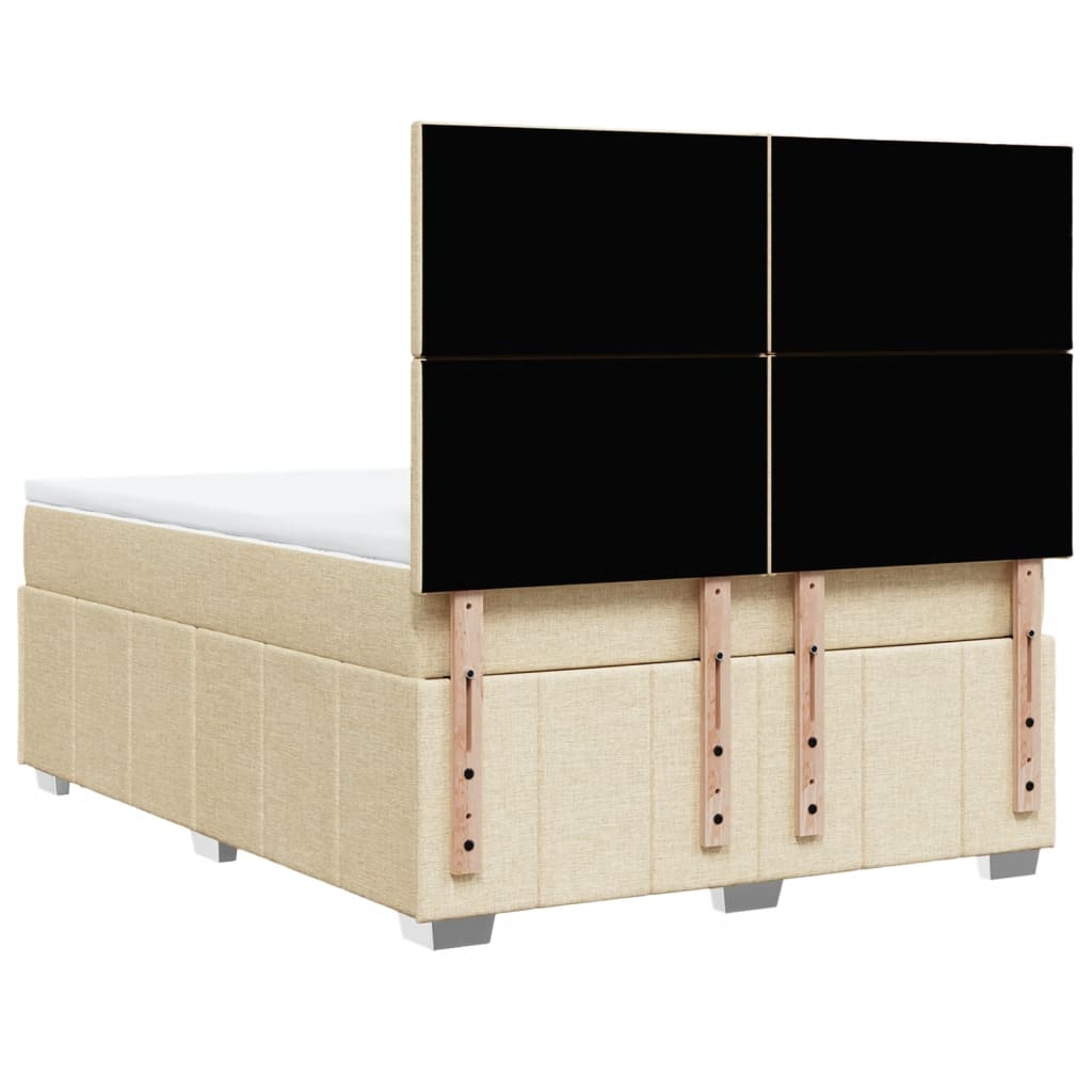 Krevet s oprugama i madracem krem 140 x 190 cm od tkanine