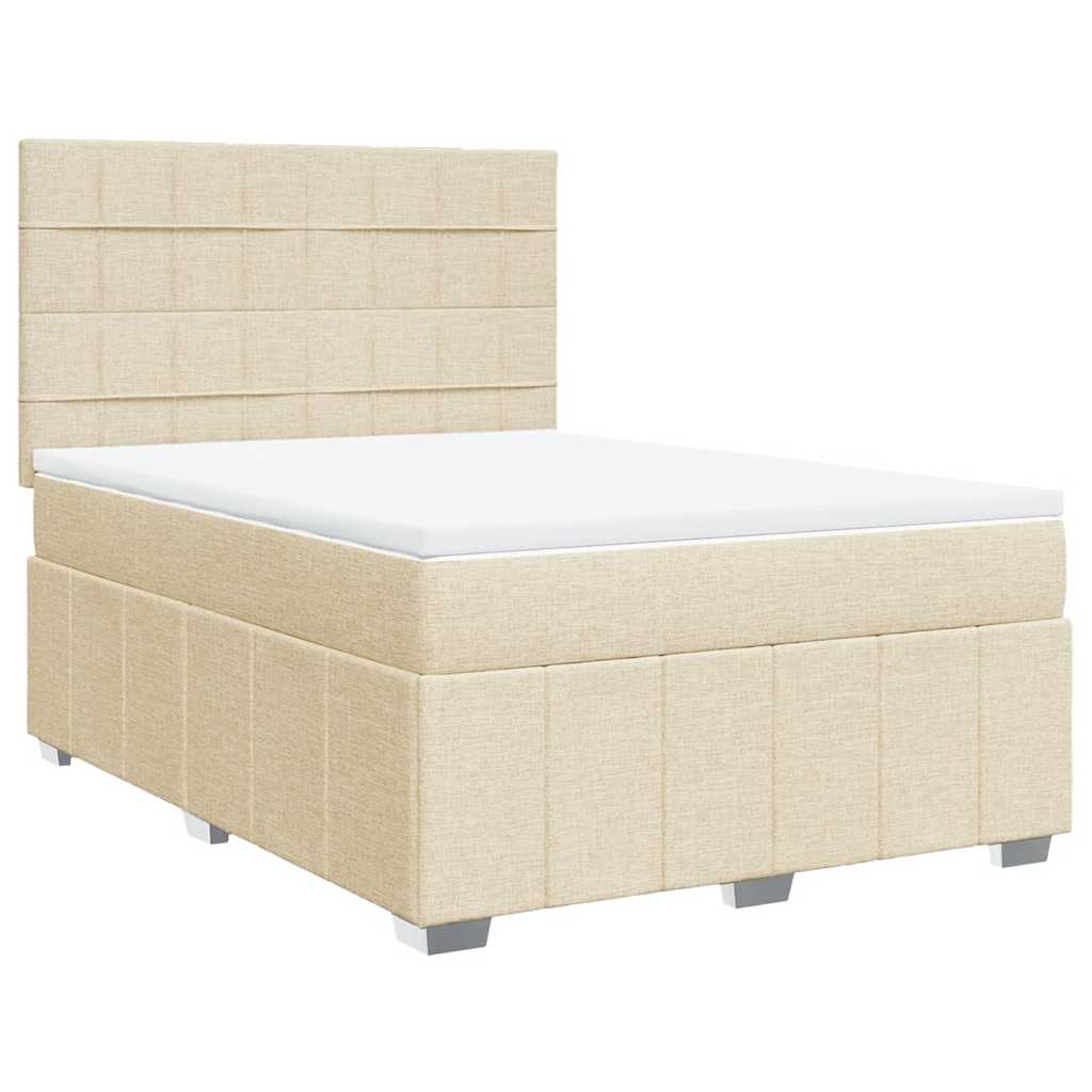 Krevet s oprugama i madracem krem 140 x 190 cm od tkanine