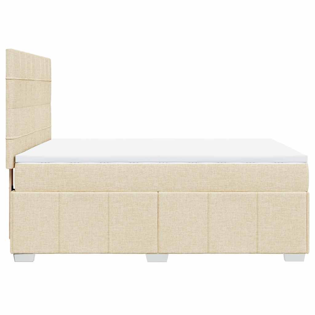 Krevet s oprugama i madracem krem 140 x 190 cm od tkanine