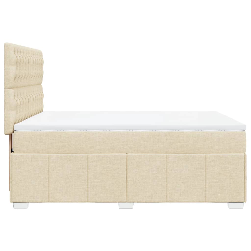 Krevet s oprugama i madracem krem 140 x 190 cm od tkanine
