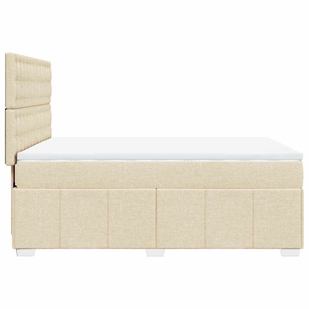 Krevet s oprugama i madracem krem 140 x 190 cm od tkanine