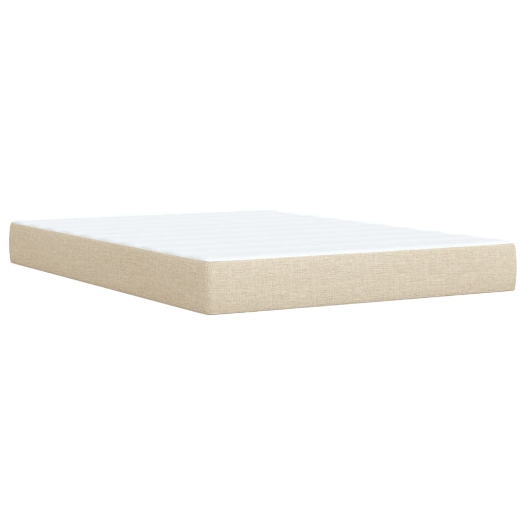 Krevet s oprugama i madracem krem 140x200 cm od tkanine