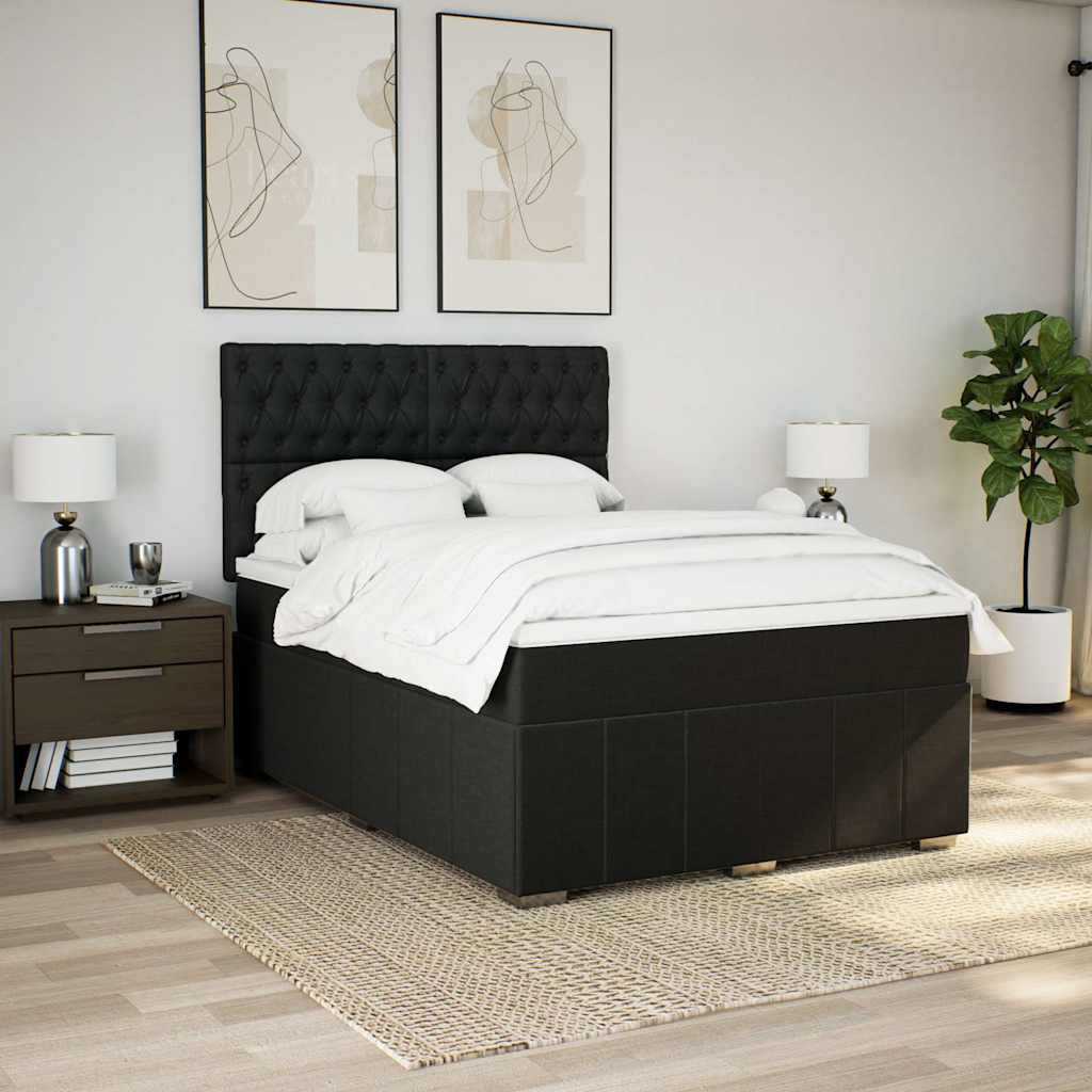 Krevet s oprugama i madracem crni 140x200 cm od tkanine