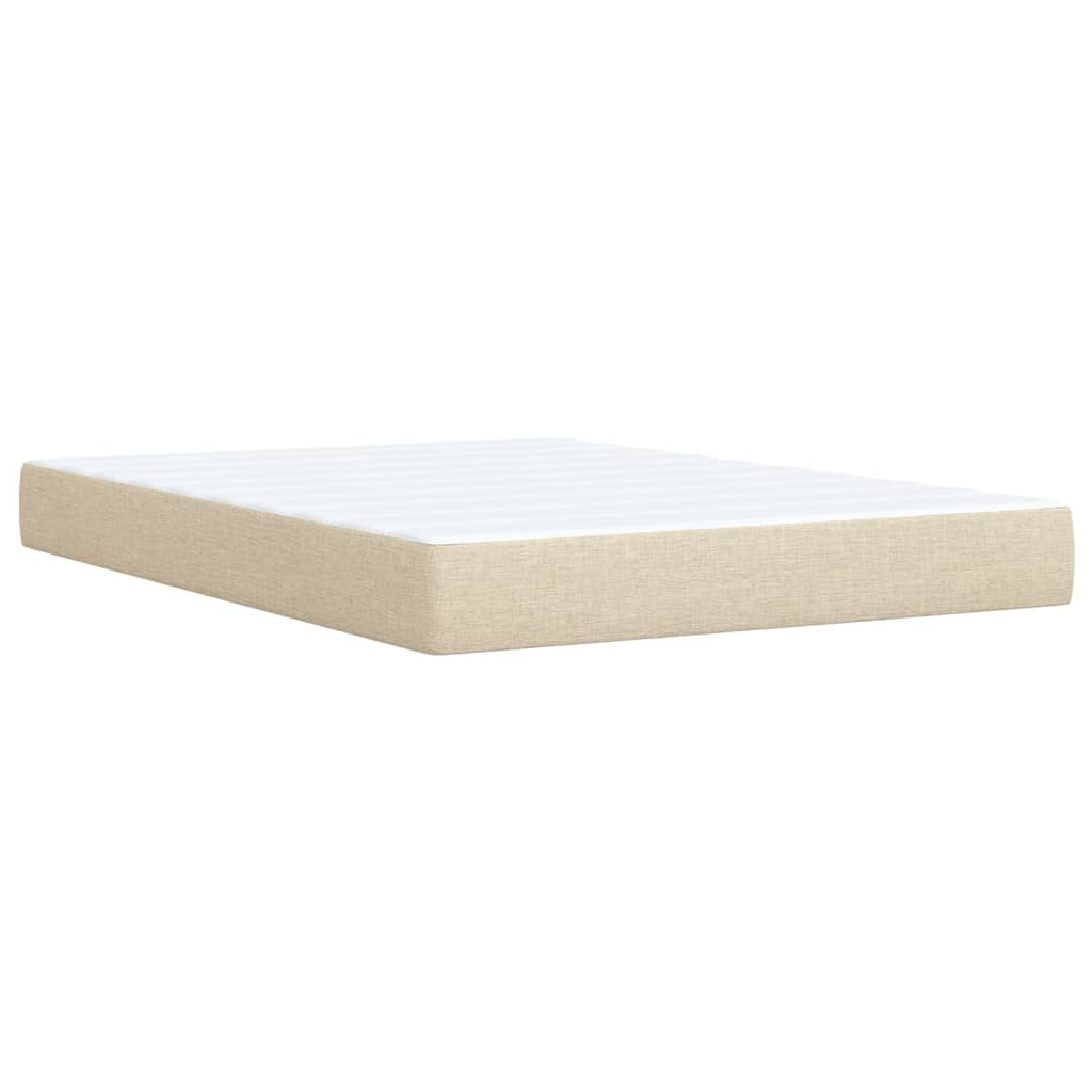 Krevet s oprugama i madracem krem 140x200 cm od tkanine