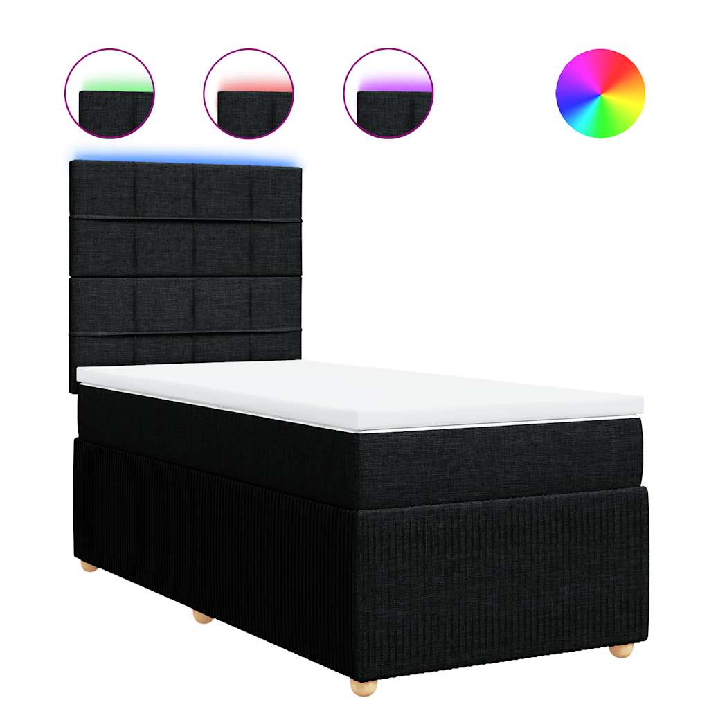 Box spring krevet s madracem crni 80 x 200 cm od tkanine