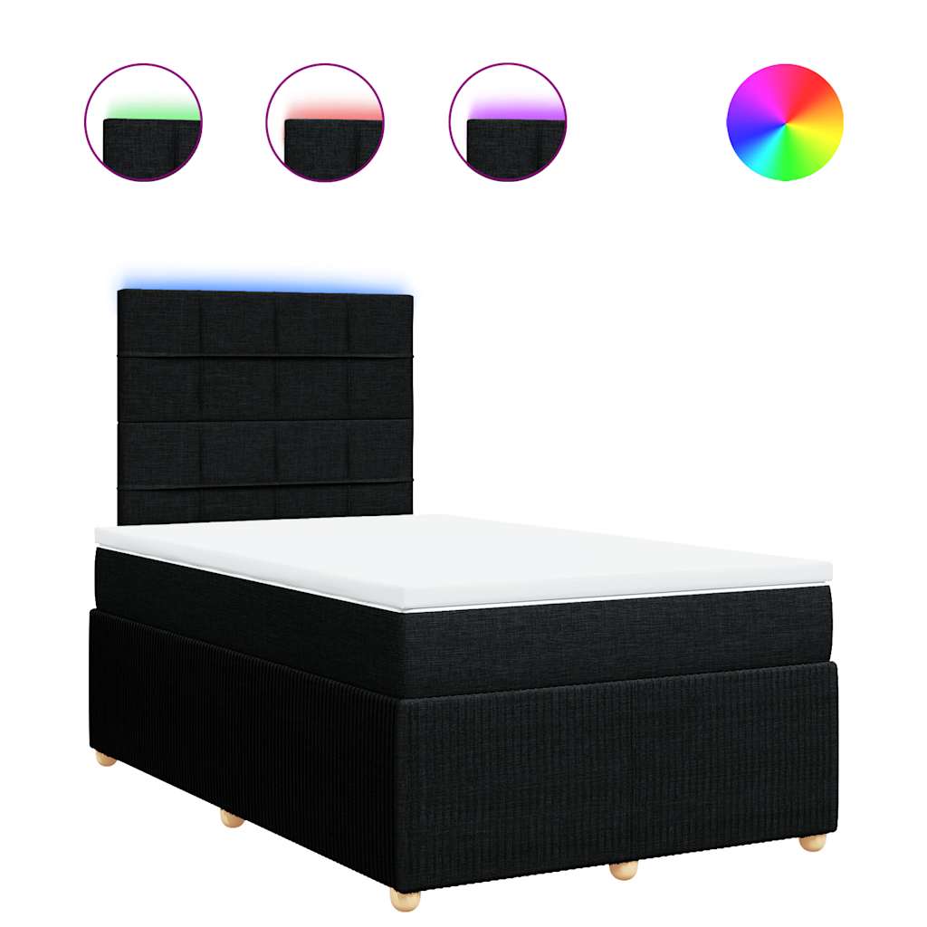 Krevet box spring s madracem crni 120 x 190 cm od tkanine
