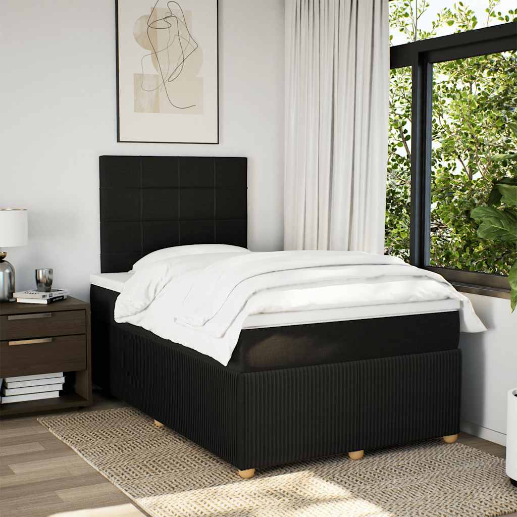 Krevet box spring s madracem crni 120 x 190 cm od tkanine