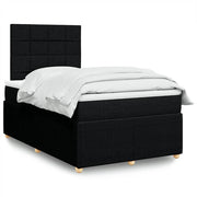 Krevet box spring s madracem crni 120 x 190 cm od tkanine