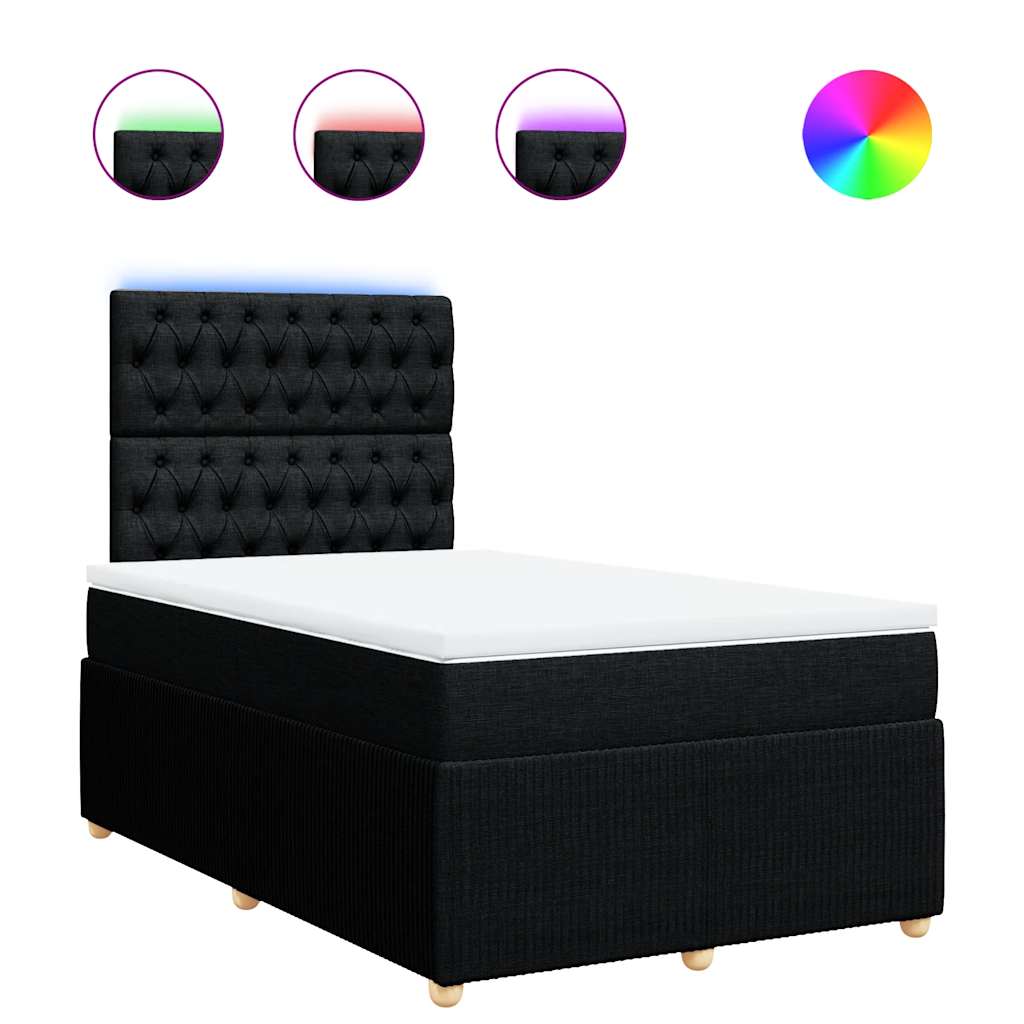 Krevet box spring s madracem crni 120 x 190 cm od tkanine
