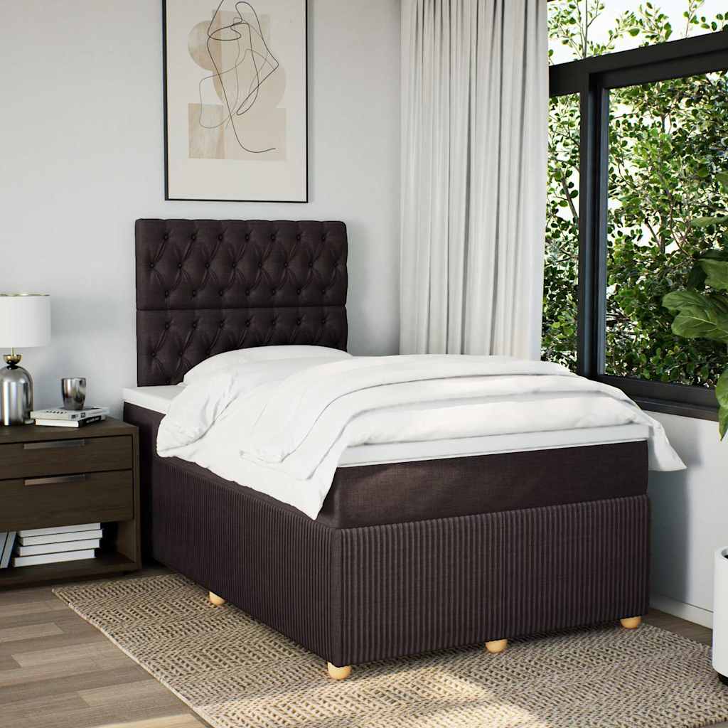 Krevet box spring s madracem tamnosmeđi 120 x 190 cm od tkanine