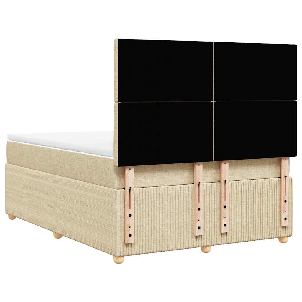 Krevet s oprugama i madracem krem 140 x 190 cm od tkanine