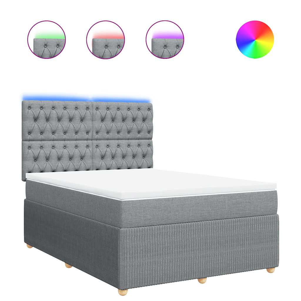 Krevet box spring s madracem svjetlosivi 140x200 cm od tkanine