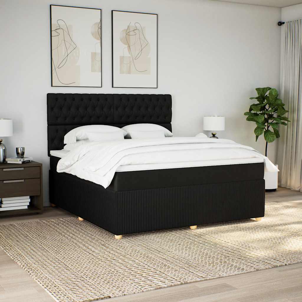 Krevet s oprugama i madracem crni 180x200 cm od tkanine