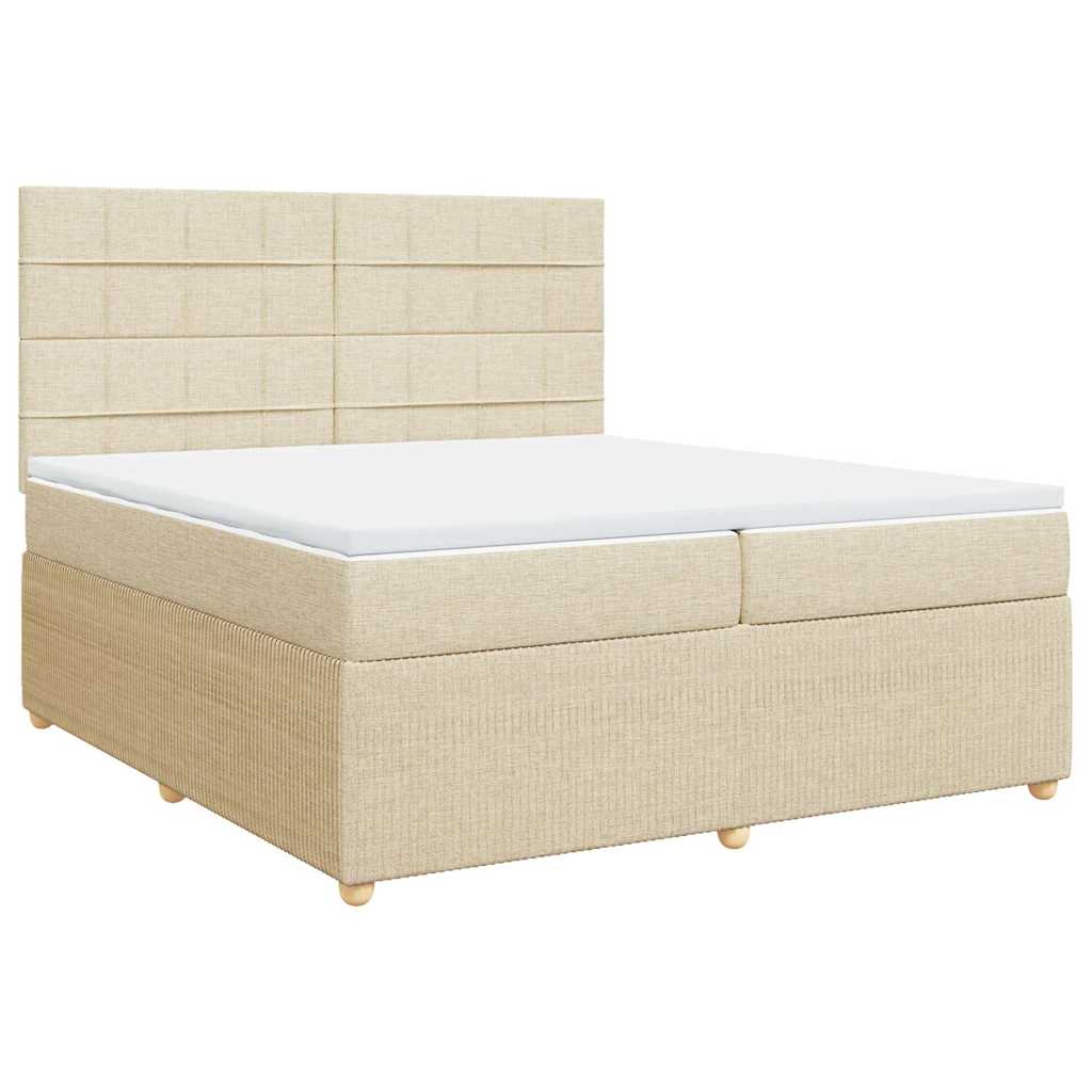 Krevet s oprugama i madracem krem 200 x 200 cm od tkanine