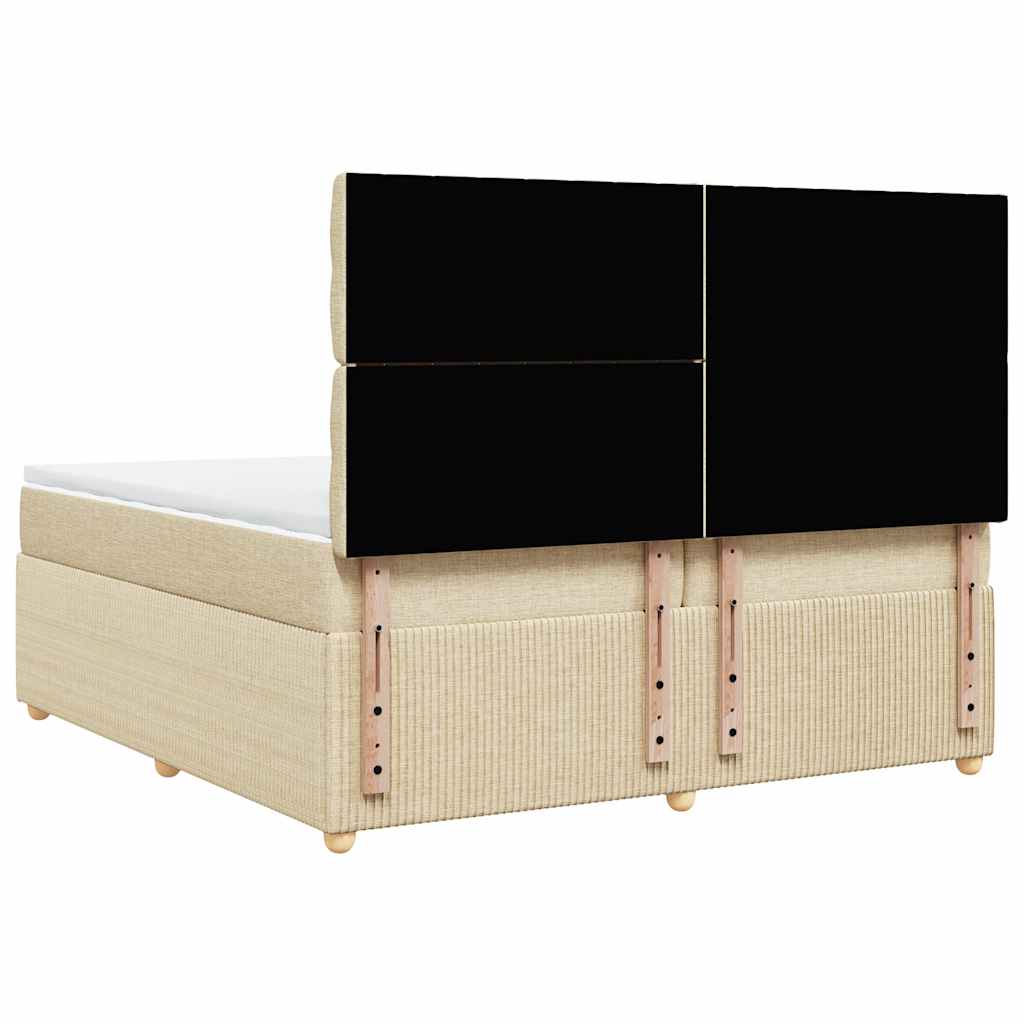 Krevet s oprugama i madracem krem 200 x 200 cm od tkanine