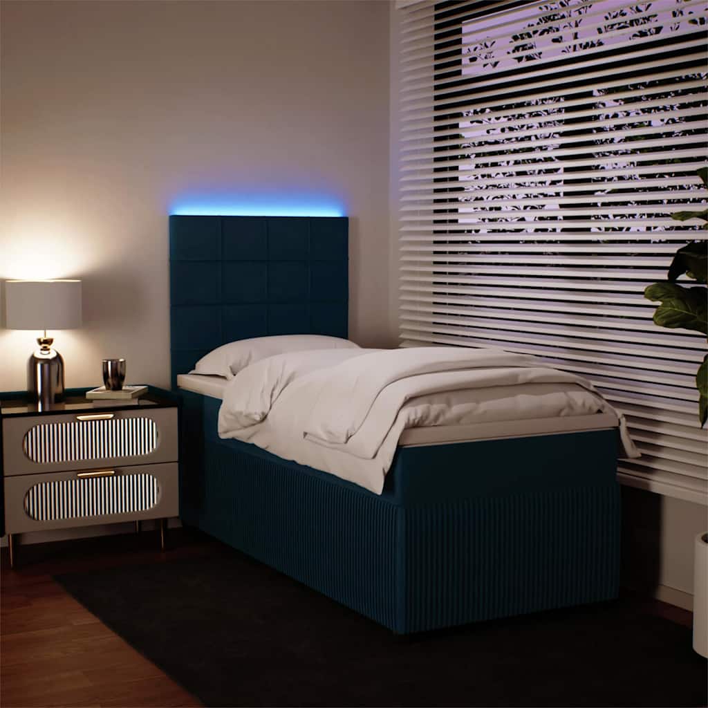 Box spring krevet s madracem plavi 80 x 200 cm baršunasti