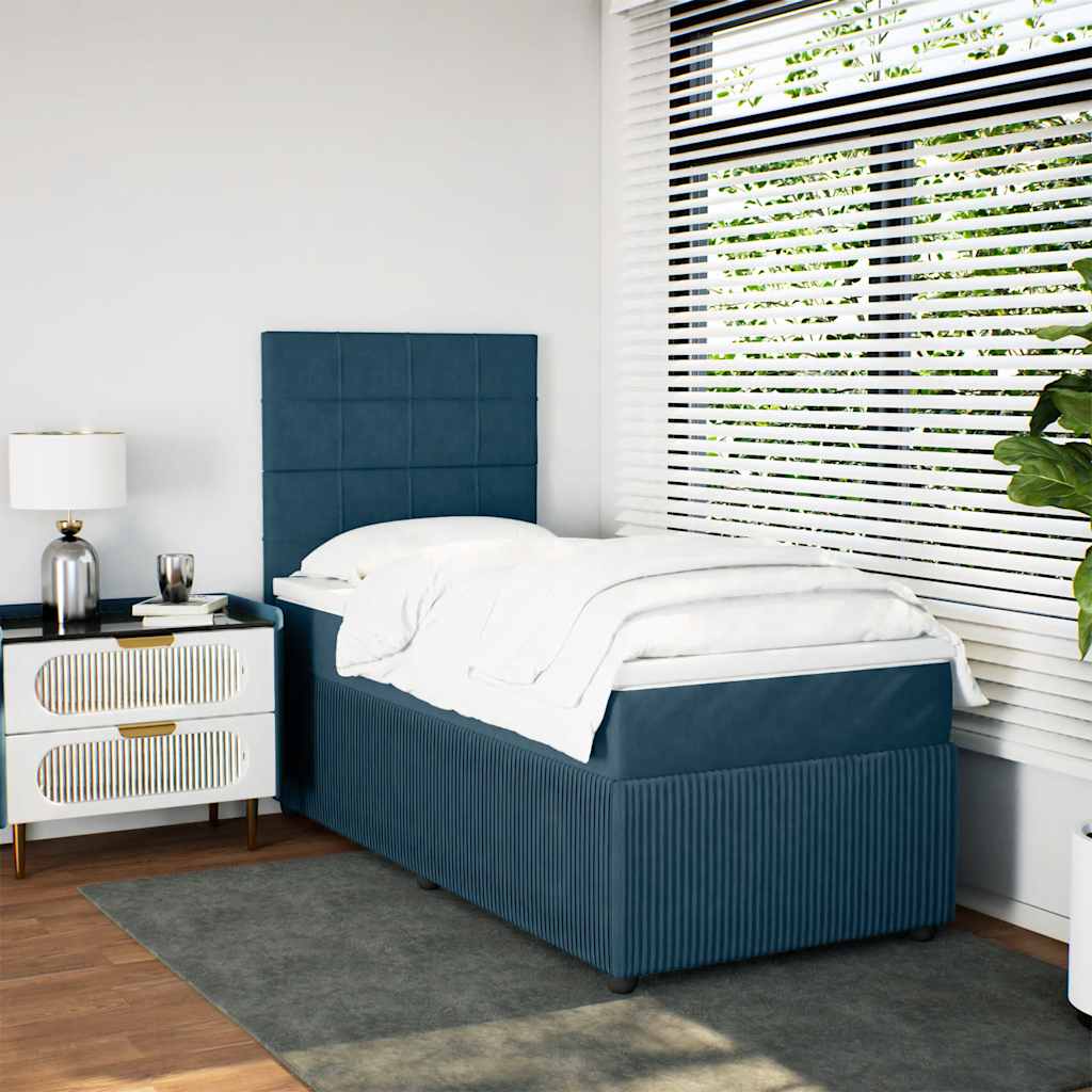 Box spring krevet s madracem plavi 80 x 200 cm baršunasti