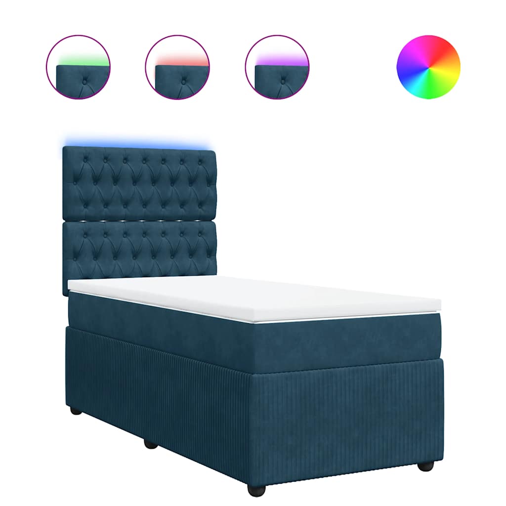 Box spring krevet s madracem plavi 80 x 200 cm baršunasti