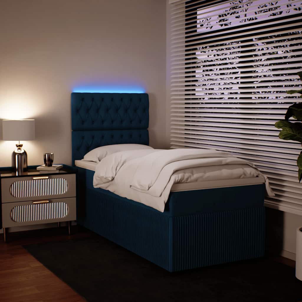 Box spring krevet s madracem plavi 80 x 200 cm baršunasti