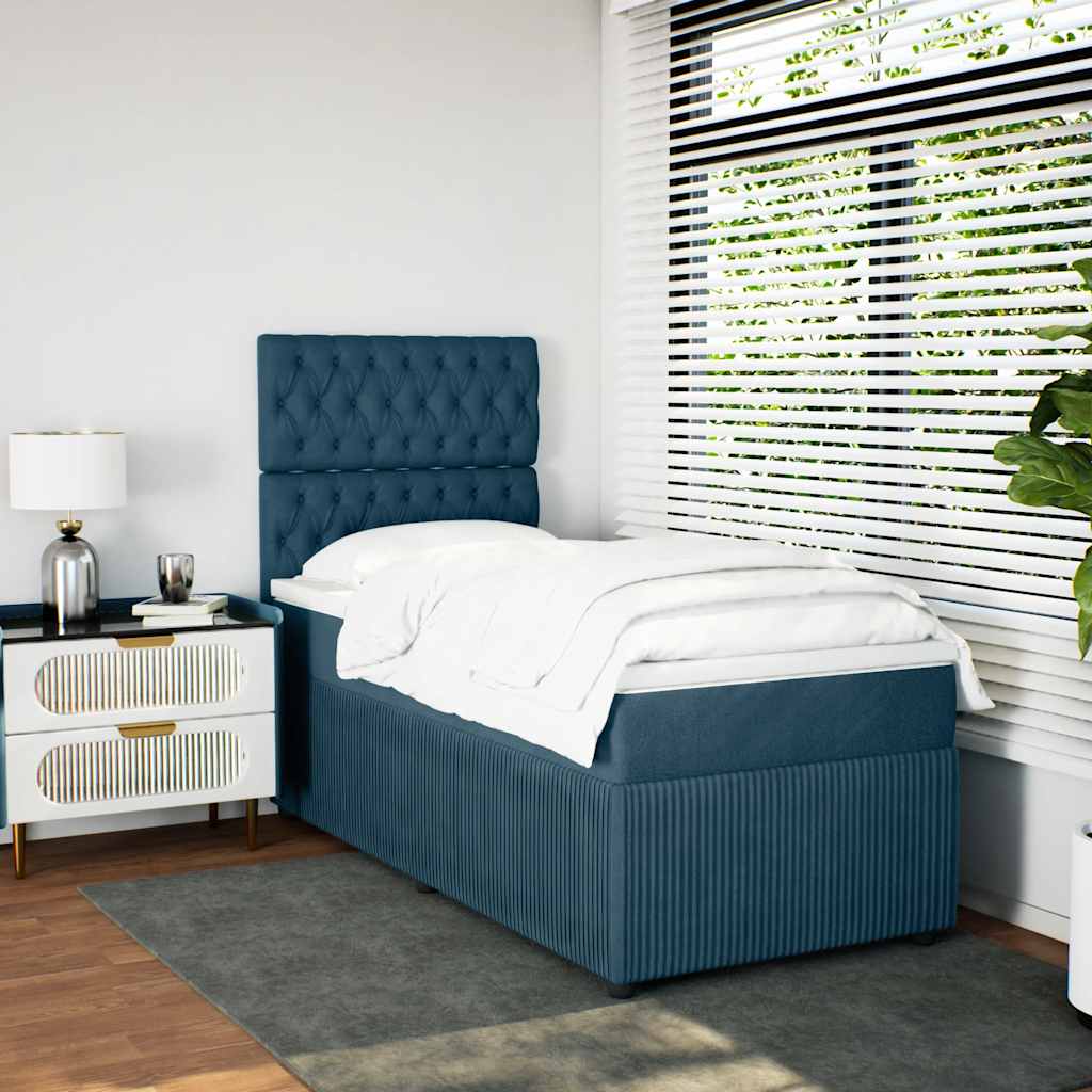 Box spring krevet s madracem plavi 80 x 200 cm baršunasti