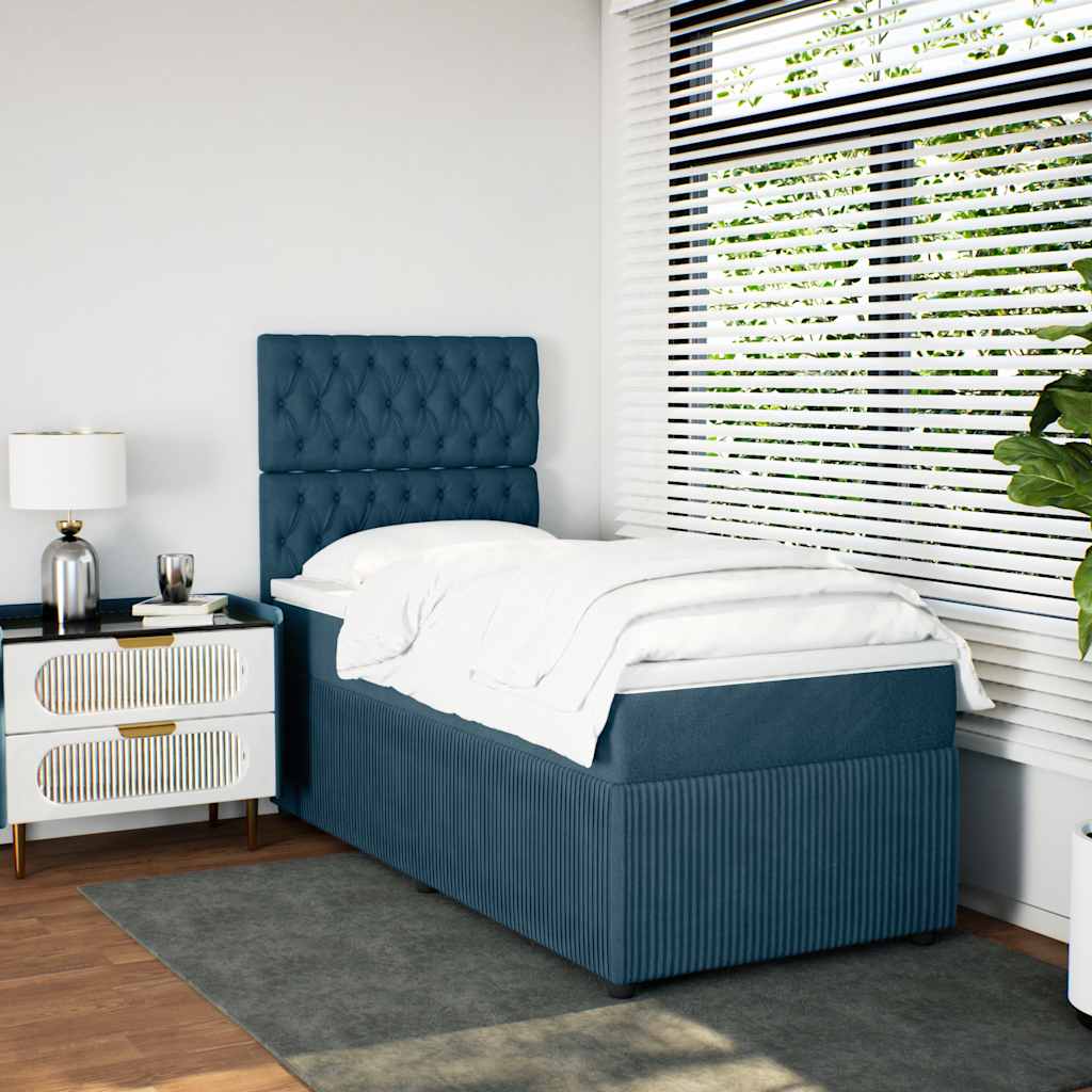 Box spring krevet s madracem plavi 80 x 200 cm baršunasti