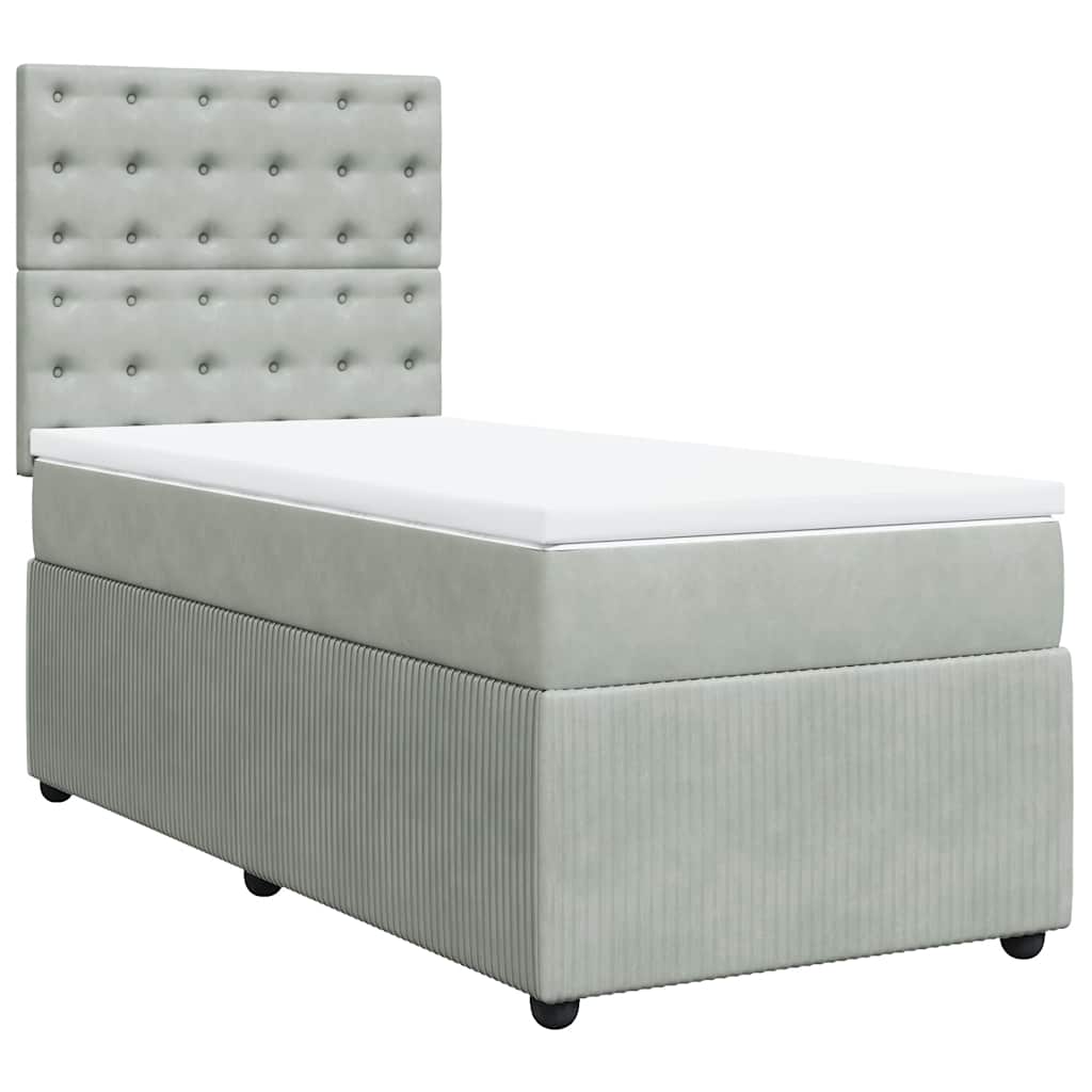 Box spring krevet s madracem svjetlosivi 80 x 200 cm baršunasti