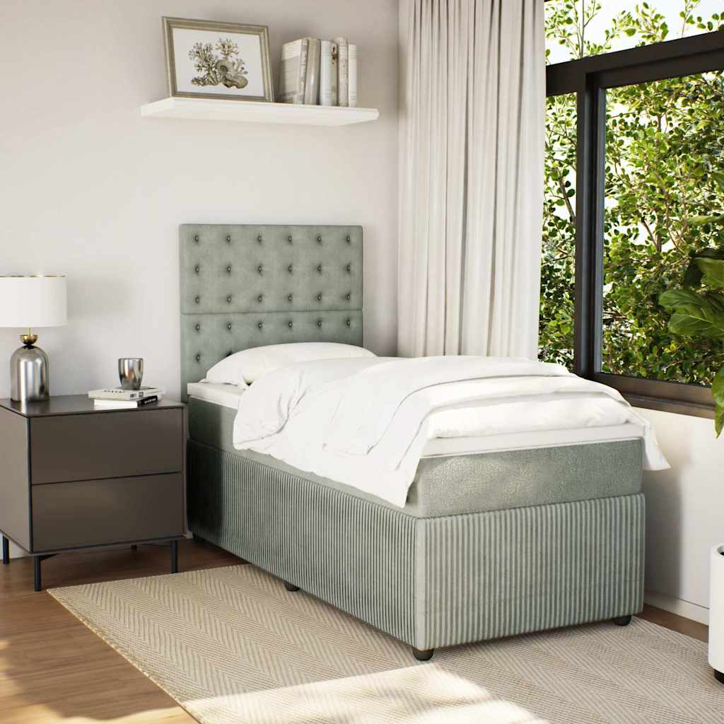 Box spring krevet s madracem svjetlosivi 80 x 200 cm baršunasti